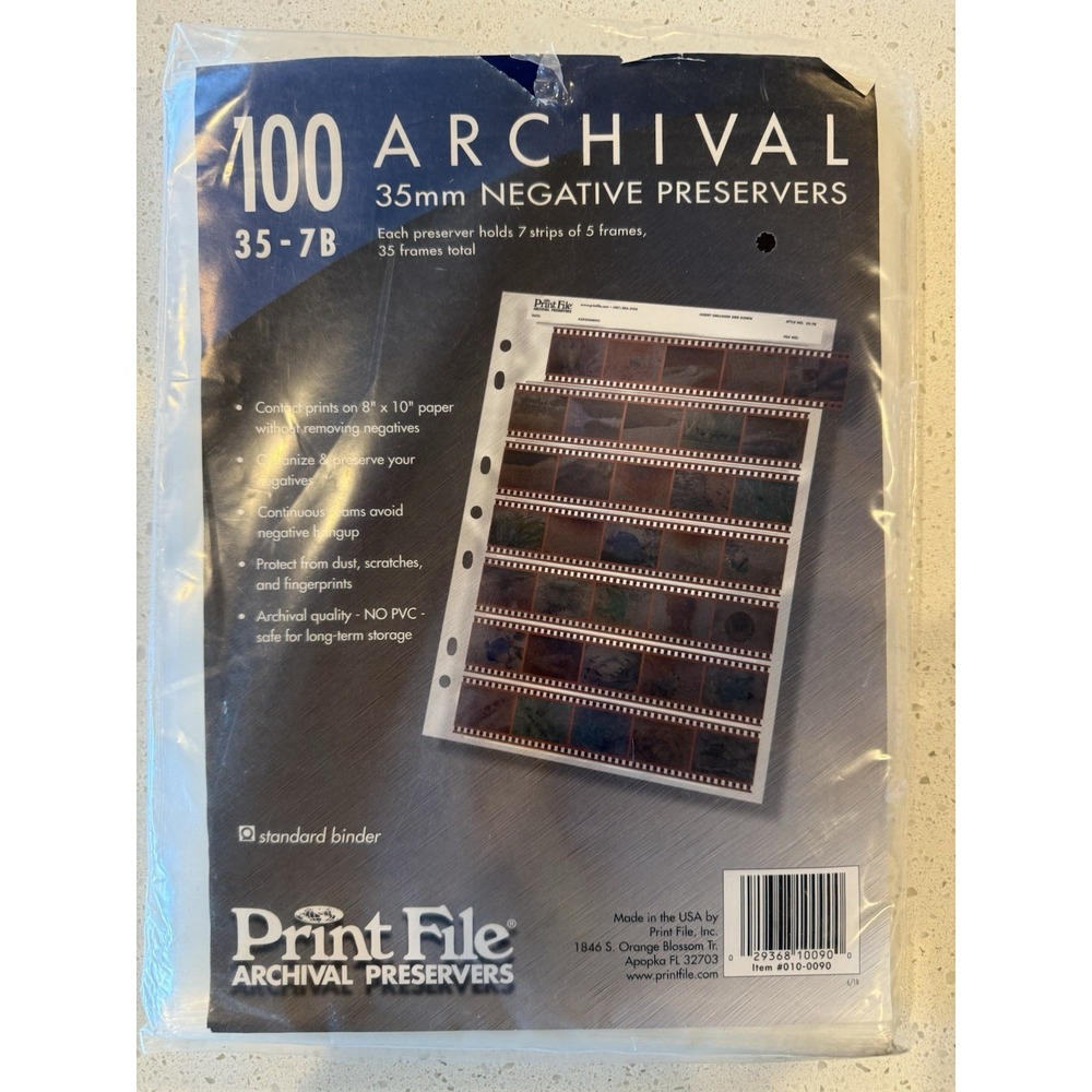 Print‎ File 100 35-7B Archival 35mm Film Negative Preservers Open Box 75 Left